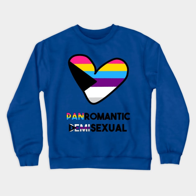 LGBT- Panromantic Demisexual Heart Crewneck Sweatshirt by Vtheartist